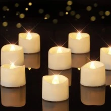 Homemory 12pcs Ivory-Colored Battery Tea Lights, Long-Lasting Tea Lights Battery Operated, Flameless Flickering Romantic Wedding Candles For Anniversary Holiday Home Decor, Dia 1-2/5'', H 1-1/4'' - Màu be - Xem 1