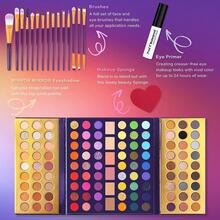 UCANBE 5pcs Eyeshadow Makeup Set -114 Shades MIRROR Eye Shadow Palette, 15 Soft Brushes Set, 1 Eye Primer Base, 2 Make up Blending Sponges, All In One Gift Kit - 彩色 - 查看 3
