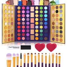 UCANBE 5pcs Eyeshadow Makeup Set -114 Shades MIRROR Eye Shadow Palette, 15 Soft Brushes Set, 1 Eye Primer Base, 2 Make up Blending Sponges, All In One Gift Kit - 彩色 - 查看 1