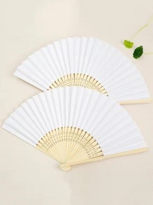 1入组竹製手動扇，現代家居裝飾用隨機顏色折疊扇 - 彩色 - 查看 5
