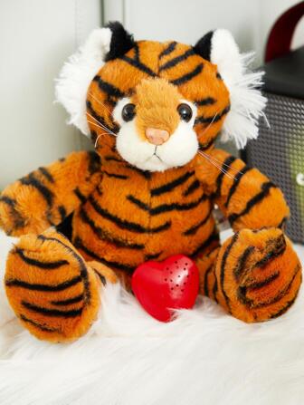 1 pieza Pp dibujos animados tigre en forma de almohada de juguete de felpa con función de grabación de los años 30 para niños