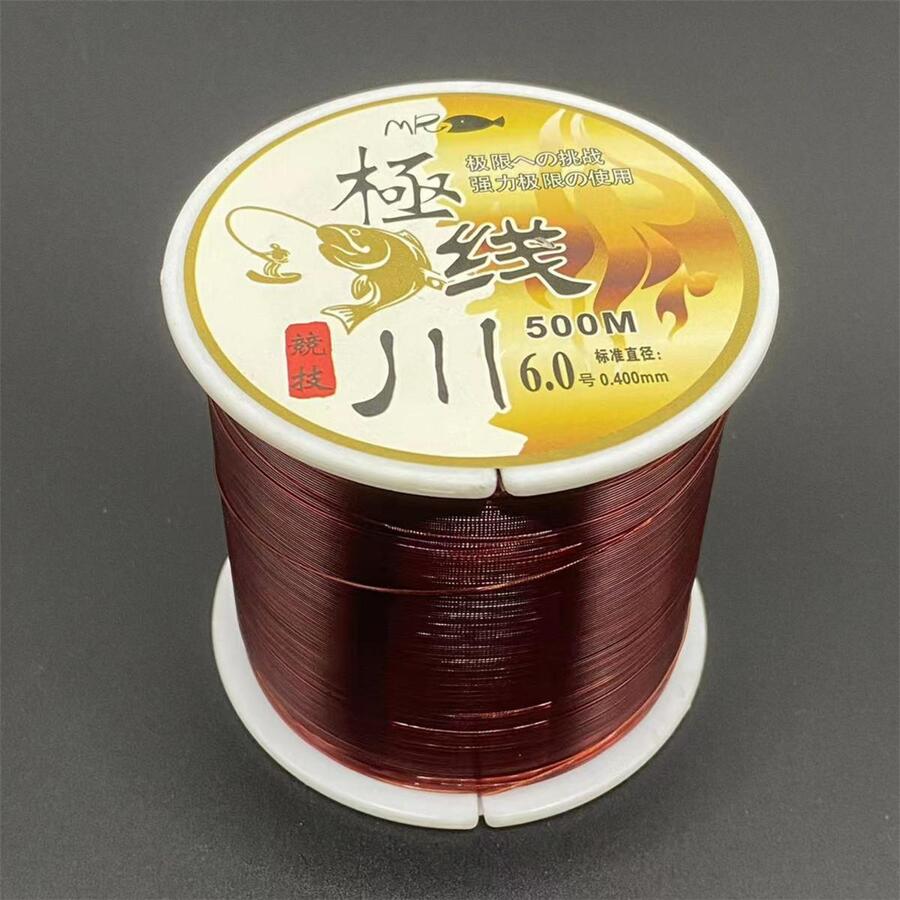 1 cuộn dây câu trơn 500M - Màu Đỏ Sâu - Xem 1