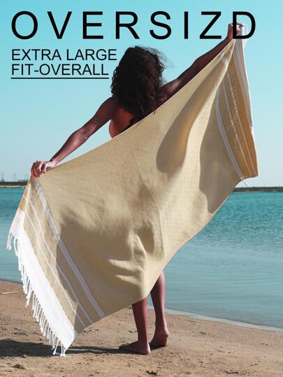 1 件超大土耳其沙滩巾泳池游泳毛巾成人轻薄速干无沙超大度假旅行配件必备邮轮必需品绿色夏季旅行，度假海滩必备品