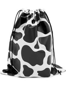 Blue Panda Cow Print Drawstring Party Favor Bags for Farm Birthday (10 x 12 In, 12 Pack) - Multicolor - View 3