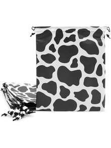 Blue Panda Cow Print Drawstring Party Favor Bags for Farm Birthday (10 x 12 In, 12 Pack) - Multicolor - View 4