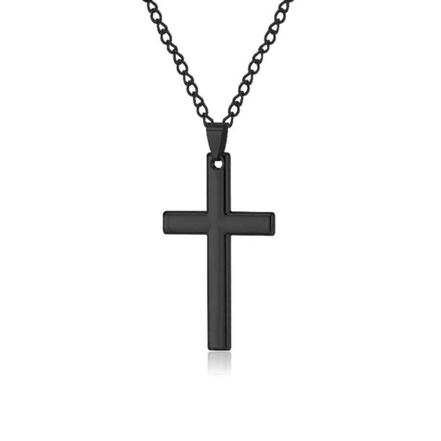 Black Cross Pendant Necklace Black Fashionable Popular Jewelry Gift Party For Men - Black - View 1
