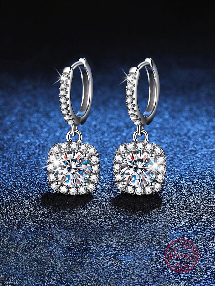 Cubic Zirconia Decor Sterling Silver Earrings
