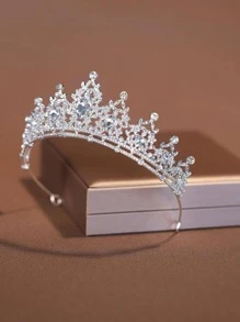 1件时尚精致合金皇冠发饰，适合女士婚礼派对皇家头饰、情人节配饰