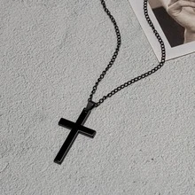 Black Cross Pendant Necklace Black Fashionable Popular Jewelry Gift Party For Men - Black - View 2