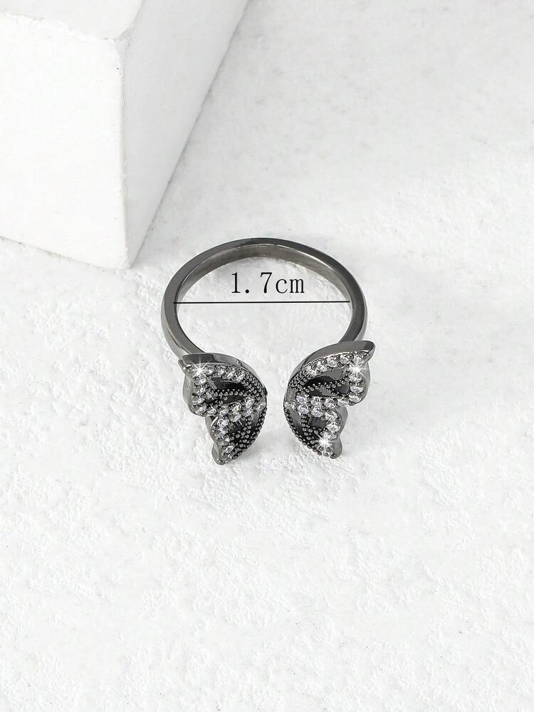 Rhinestone Butterfly Decor Cuff Ring
