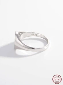 1pc Elegant And Stylish Creative 925 Silver Oval Base With Tree Carving Women's Ring For Daily Wear, Parties, Showing Personalized. Can Also Be Given As A Gift - Silver - View 3