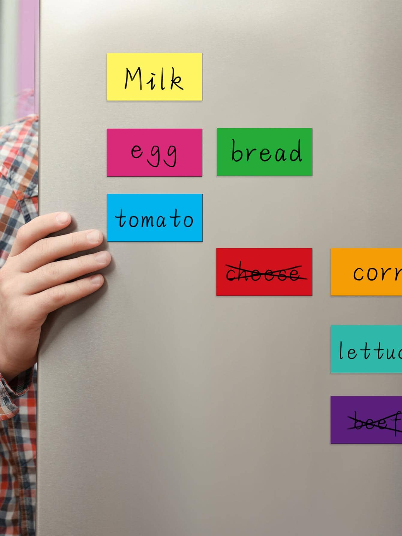 8入組可擦寫冰箱磁性貼紙，可重複使用磁性幹擦標籤， - 彩色 - 查看 1