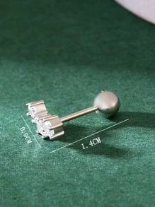 1 bông tai trang trí bằng đá khối Zirconia - Bạc - Xem 2