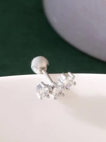 1 bông tai trang trí bằng đá khối Zirconia - Bạc - Xem 3