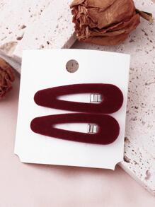 2个装女士毛绒休闲发夹，日常可爱发夹，爪夹，发卡，学习用品，发饰，头部饰品，发夹 - 酒紅色 - 查看 6