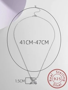 Cubic Zirconia Flower Decor Silver Pendant Necklace - Silver - View 3