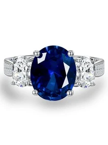 Anillo azul zirconia cúbica adorno plata esterlina - Azul - Ver 1