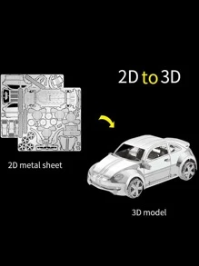 Beetle Car 3D Metal Puzzle Building Block Kit DIY Mecha For Teens Men Hobby Toy Great Gift - Silver - View 4