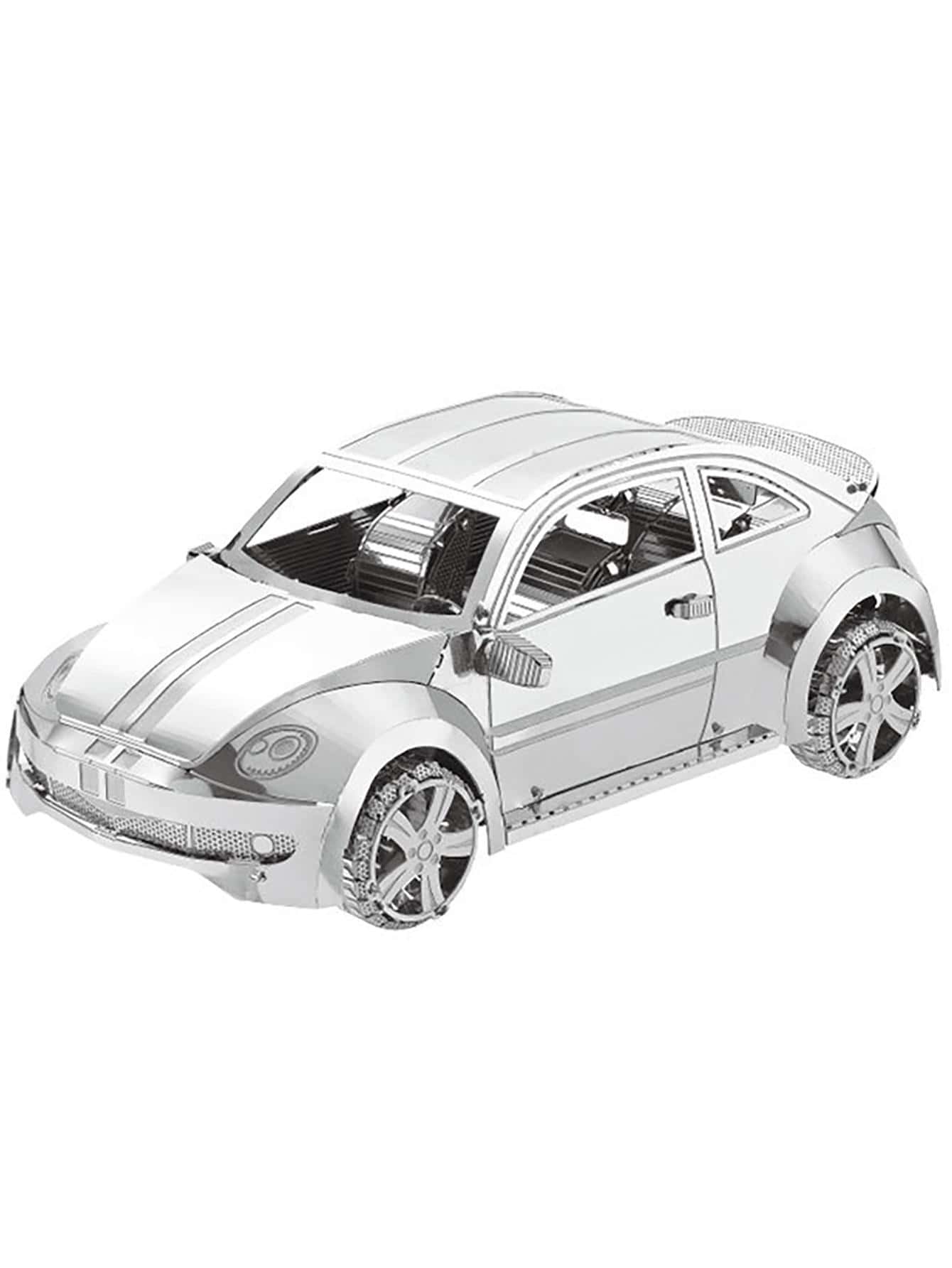 Beetle Car 3D Metal Puzzle Building Block Kit DIY Mecha For Teens Men Hobby Toy Great Gift - Silver - View 1