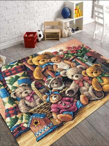 1pc Cartoon Bear Pattern Rug, Cute Floor Mat For Living Room - Multicolor - View 3