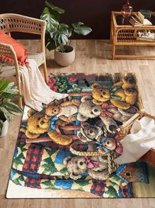 1pc Cartoon Bear Pattern Rug, Cute Floor Mat For Living Room - Multicolor - View 7