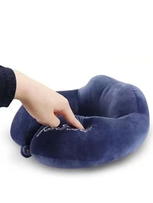 1入組字母刺繡U型枕 - 藏蓝色 - 查看 3