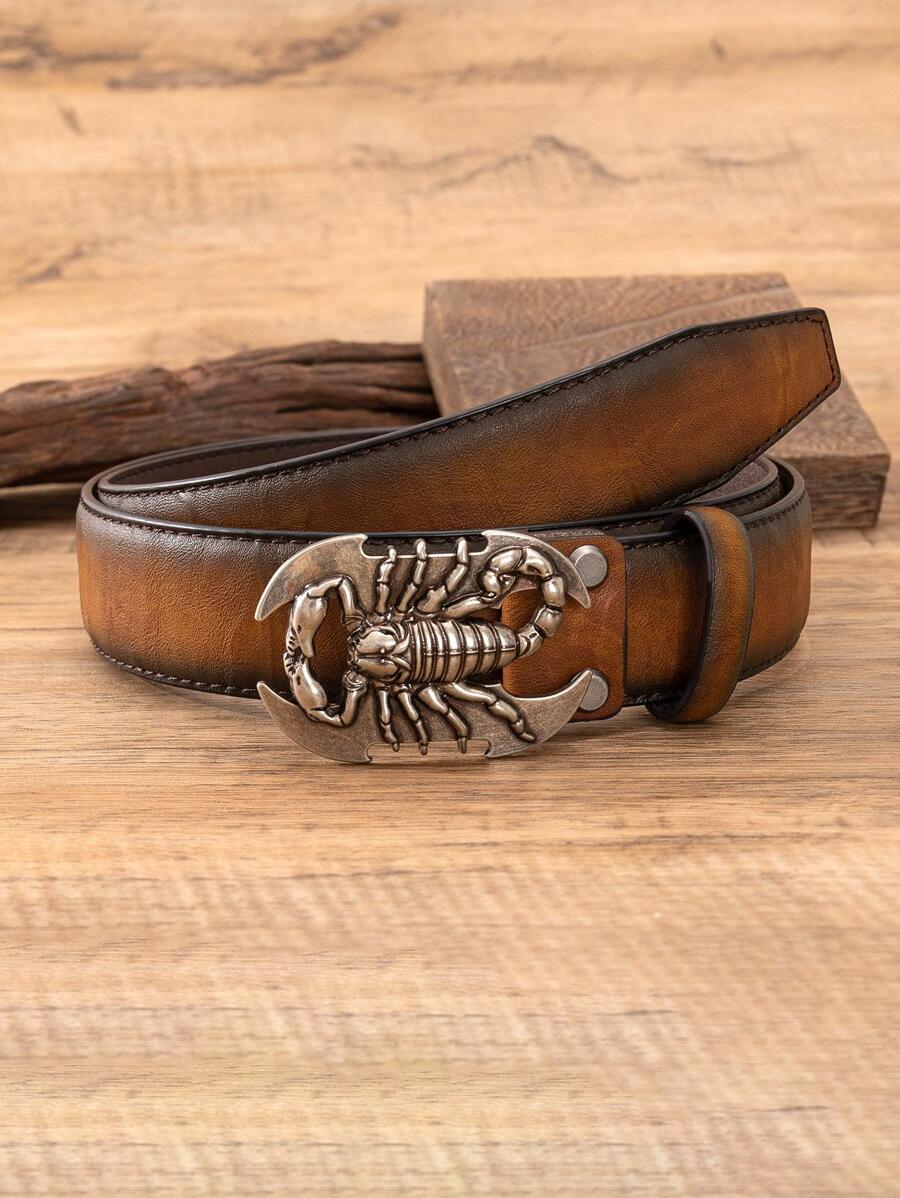 Men Scorpion Decor Buckle Belt - Bronze - View 1