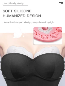 加熱胸部按摩器、無線胸部按摩器、美胸寶藏、防下垂內衣、胸部增大 - 粉色 - 查看 3