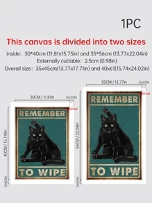 1入組貓和字母圖形無框繪畫，復古掛牆藝術印刷品，用於家居裝飾 - 彩色 - 查看 3