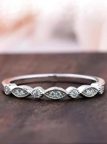 2pcs /SetPromise Ring Inlaid Zirconia Design On The Band Engagement / Wedding Ring Gift For Your Love - White - View 7