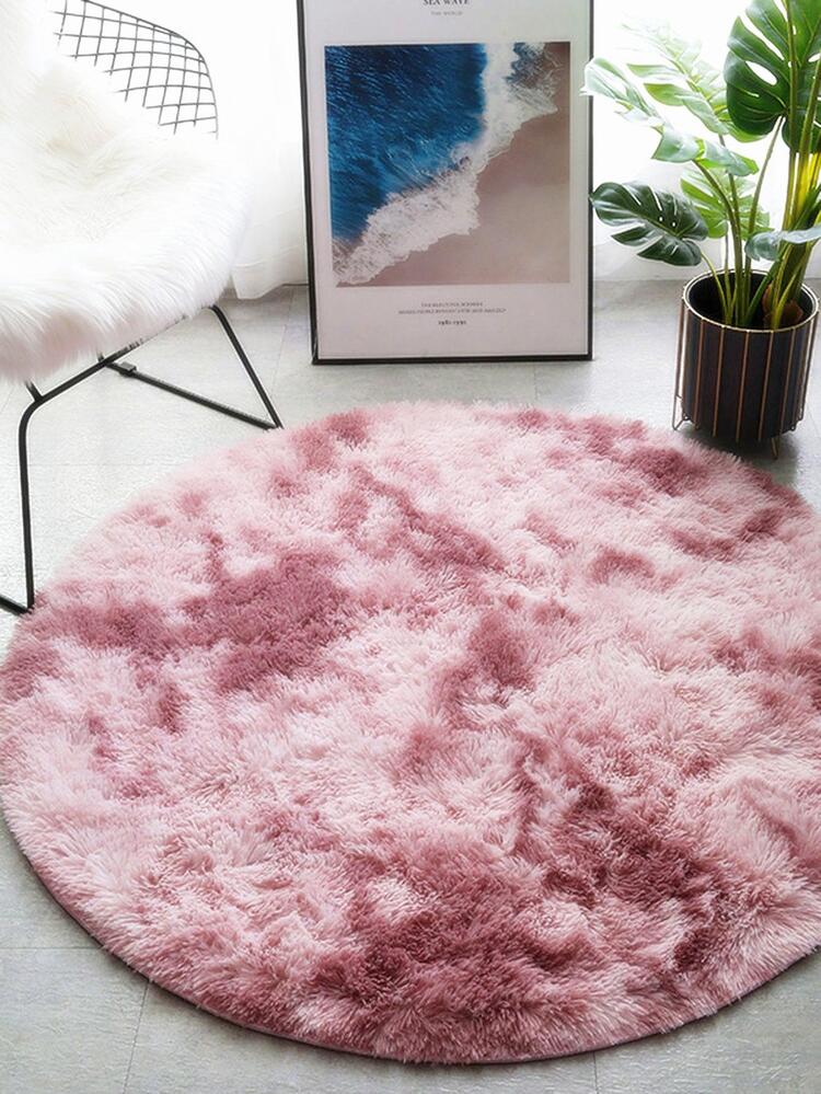 1 pièce tie dye Duveteux Rouge violet Rond En Peluche En Polyester Pour Domicile - Fushia - Voir 5