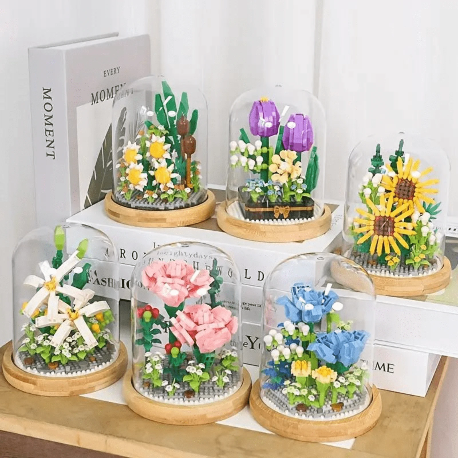 1pc Carnation Flower Bouquet Building Kit, Flower Building Blocks, Artificial Flowers Building Toys Creative Project For Adults Halloween Party Christmas Gifts - Pink - View 1