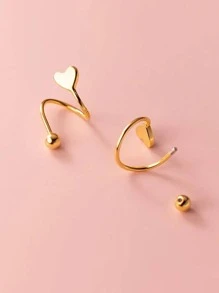 愛心裝飾耳釘 - 金色 - 查看 6