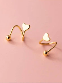 愛心裝飾耳釘 - 金色 - 查看 5