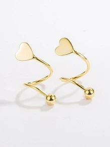 愛心裝飾耳釘 - 金色 - 查看 7