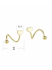 愛心裝飾耳釘 - 金色 - 查看 8