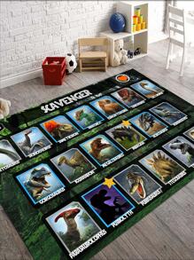 1入組恐龍印花地毯，現代布藝地毯，適用於客廳 - 彩色 - 查看 4