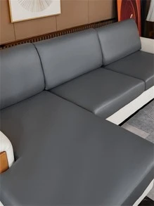 1入組素色彈性沙發座墊套，深灰色沙發座防塵套，四季皆宜 - 深灰色 - 查看 3