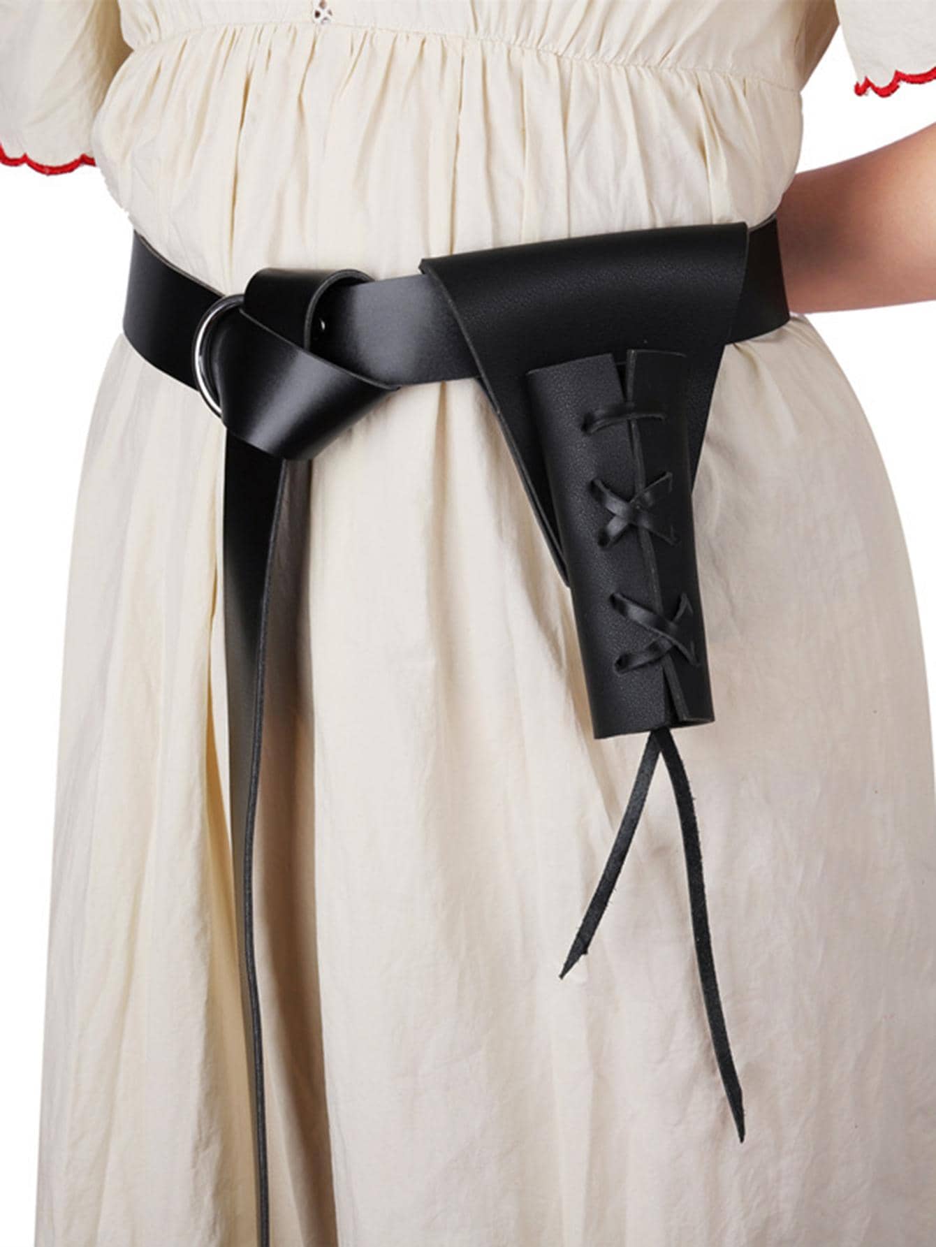 1pc Unisex Lace Up Design Fashion Costume Belt With Sword Holder For Performance