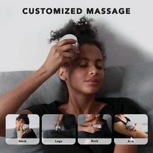 Breo Portable Mini Scalp Massager – IPX7 Waterproof Rechargeable Head Massager for Scalp Relax, Stress Relief Tool with Bamboo Wood Charging Base, Removable Massage Nodes (Silver with Base) - Bạc - Xem 5