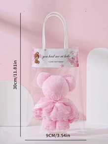 1pc Bear & Letter Graphic Hand Towel - Purple - View 2