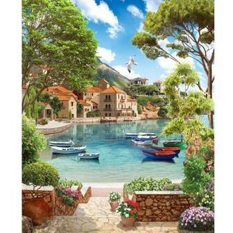 Paint by Number for Adults DIY Acrylic Paint by Numbers Kits on Canvas Tree Lake Drawing Colorful Handiworks Artwork for Beginner Without Frame 16 x 20 Inch