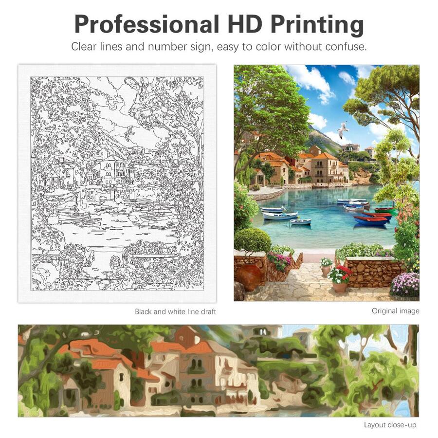 Paint by Number for Adults DIY Acrylic Paint by Numbers Kits on Canvas