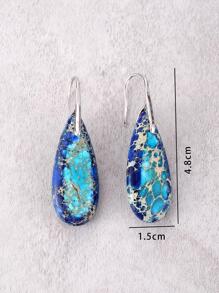 1pair Bohemian Style Teardrop Emperor Stone Earrings - Royal Blue - View 6