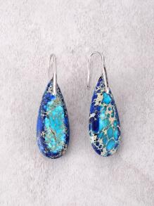 1pair Bohemian Style Teardrop Emperor Stone Earrings - Royal Blue - View 4