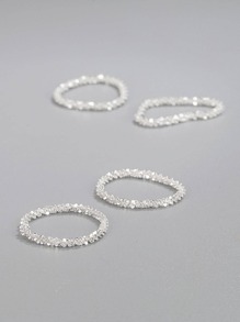 Cubic Zirconia Decor Ring - Silver - View 3