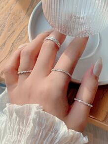 Cubic Zirconia Decor Ring - Silver - View 9