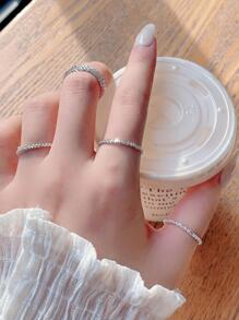 Cubic Zirconia Decor Ring - Silver - View 10