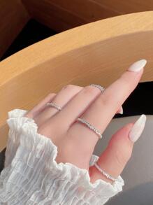 Cubic Zirconia Decor Ring - Silver - View 6