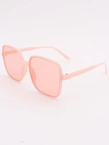 1 件女士 PC 方形框架时尚眼镜，防 UVA/UVB - 淺粉色 - 查看 4